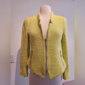 Zara Cotton Blazer in Highlighter Yellow in Size M